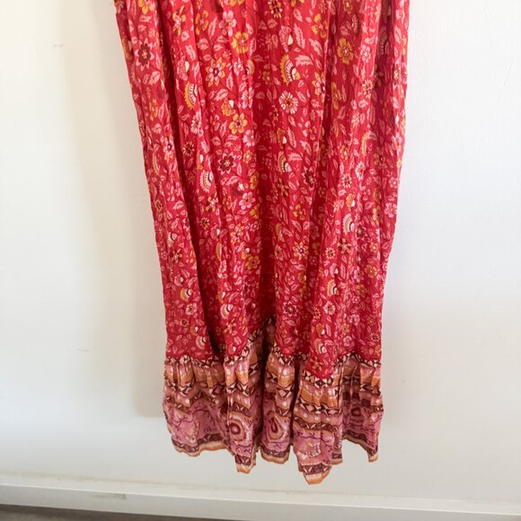 Spell Cherry Red Dahlia Strappy Floral Dress S - Picture 4 of 7